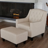 Beige Fabric Club Chair and Ottoman - NH327712