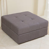 Tufted Fabric Storage Ottoman Coffee Table with Rollers - NH301032