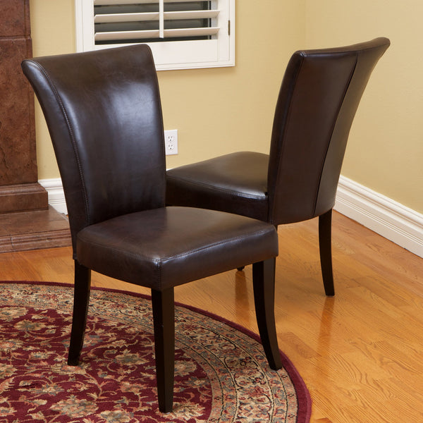 817056018206 Elmore Brown Leather Dining Chairs (Set of 2)