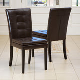 Tufted Brown Bonded Leather Dining Chairs (Set of 2) - NH156112