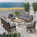Outdoor 9 Piece Acacia Wood Sofa Conversational Set - NH033803