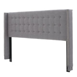 Button Tufted Fabric King/Cal King Headboard with Nailhead Accents - NH026992