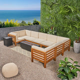 Outdoor U-Shaped Sectional Sofa Set with Fire Pit - NH701703