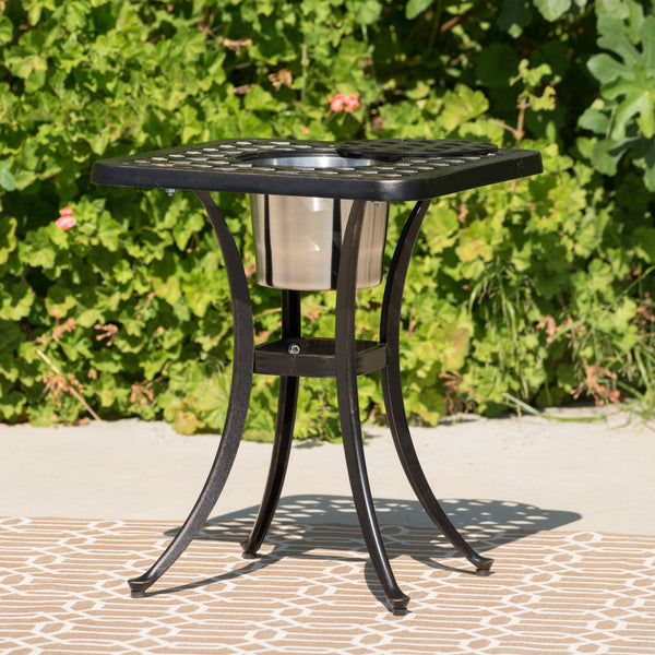 Outdoor Patina Copper Bistro Table with Ice Bucket - NH576003