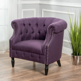 Rolled Back Button Tufted Fabric Tub Design Club Chair - NH574992