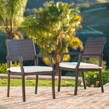 Outdoor Wicker Dining Chairs Water Resistant Cushions (Set of 2) - NH142003