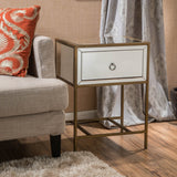 Mirrored Gold Single Drawer Side Table - NH212892