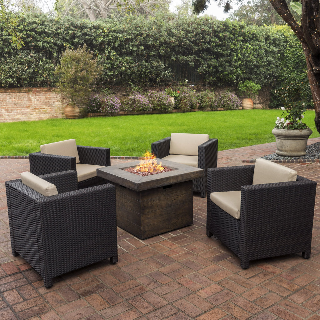 4Seater Outdoor Fire Pit Chat Set NH093003 Noble House Furniture