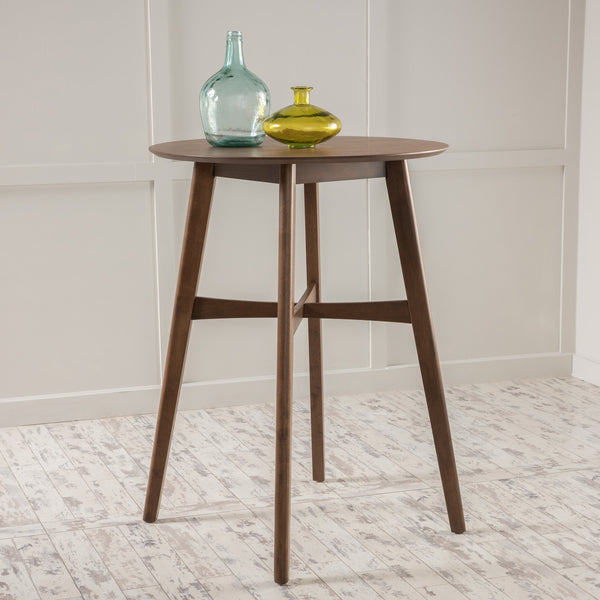 Mid-Century Modern Circular Wood Bar Table with Tapered Legs - NH000992