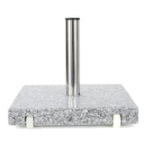 Outdoor Natural Grey Granite and Stainless Steel Umbrella Base - NH873003