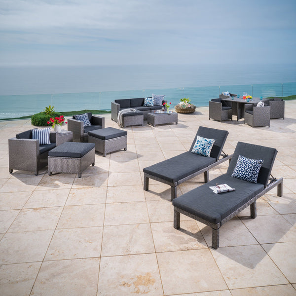 Outdoor 17 PcWicker Patio Set w/Water Resistant Cushion - NH593003