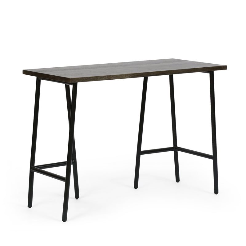 Modern Industrial Handcrafted Mango Wood Desk, Brown and Black - NH524413