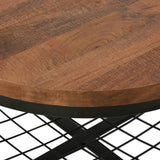 Modern Industrial Handcrafted Mango Wood Coffee Table with Shelf, Honey Brown and Black - NH967413
