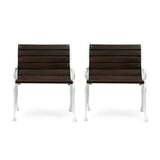 Outdoor Handcrafted Mango Wood Chair, Set of 2, Rustic Brown and White - NH571513