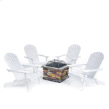 Outdoor 5 Piece Acacia Wood/ Light Weight Concrete Adirondack Chair Set with Fire Pit - NH313403