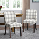 Contemporary Upholstered Plaid Dining Chairs, Set of 2 - NH235513