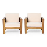 Outdoor Acacia Wood Club Chairs with Cushions, Set of 2 - NH940413