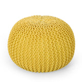 Modern Knitted Cotton Round Pouf - NH311413