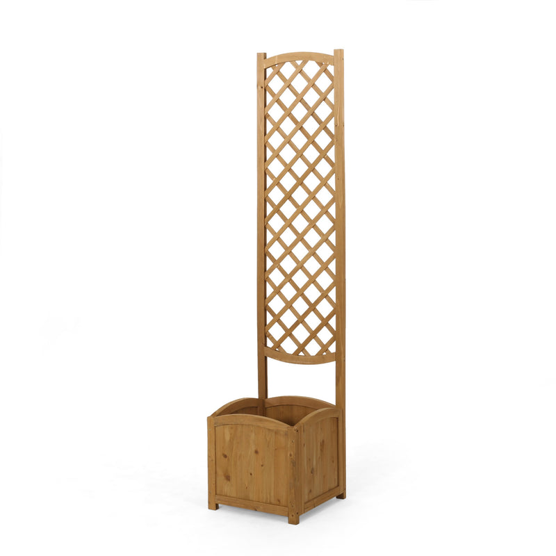 Traditional Square Firwood Planter Box with Trellis - NH705313