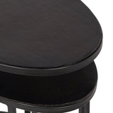 Modern Handcrafted Aluminum Oval Nested Tables, Set of 2, Raw Bronze and Black - NH771513