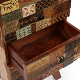 Handcrafted Boho 4 Drawer Wood Cabinet - NH280413