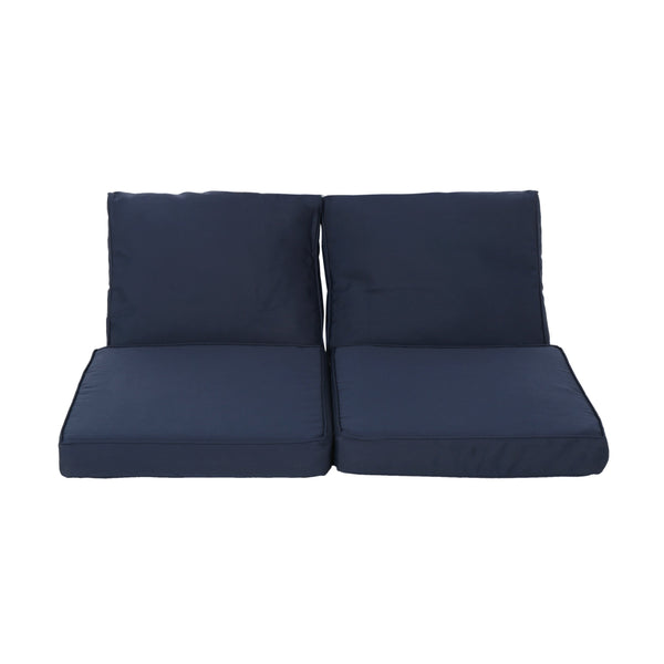Outdoor Water Resistant Fabric Loveseat Cushions with Piping - NH864313