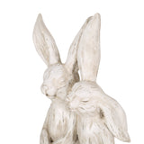 Outdoor Rabbit Couple Garden Statue, White - NH499413