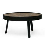 Modern Industrial Handcrafted Mango Wood Coffee Table, Natural and Black - NH677413