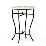 Handcrafted Boho Marble Mosaic End Table - NH406313