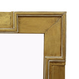 Boho Handcrafted Mango Wood Carved Full Length Standing Mirror, Natural and Gold - NH759413