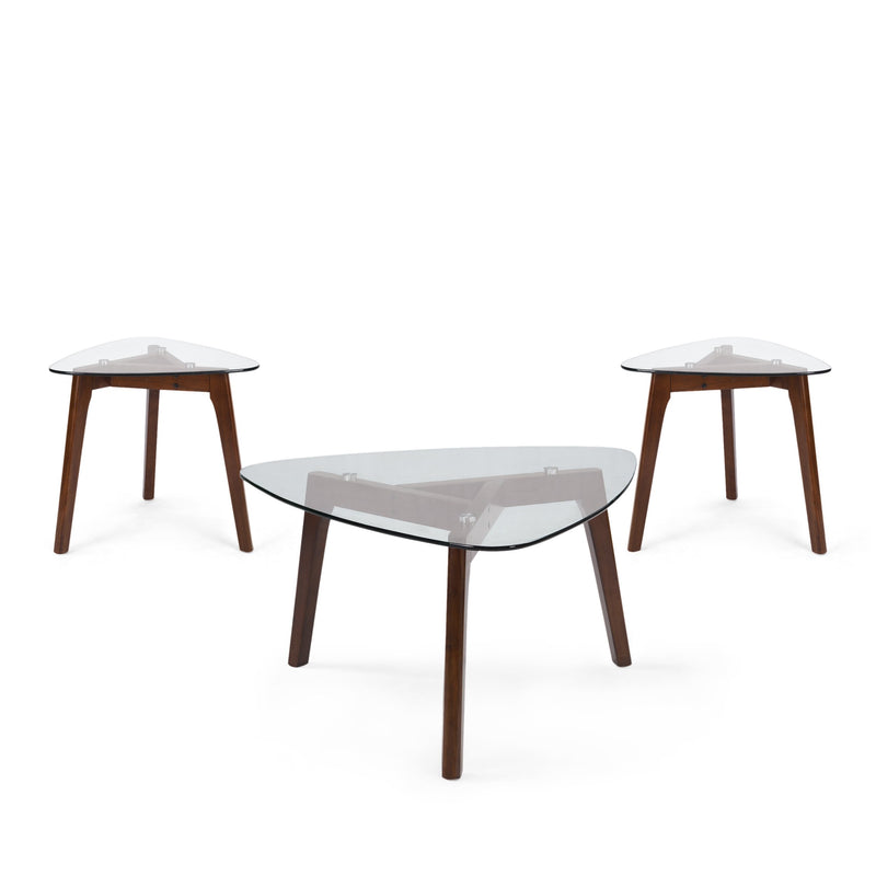 Mid-Century Modern Table Set with Glass Top - NH429313