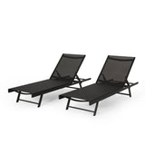 Outdoor Aluminum Chaise Lounge with Mesh Seating (Set of 2) - NH815313