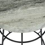 Modern Handcrafted Marble Side Table, Sand and Black - NH036413