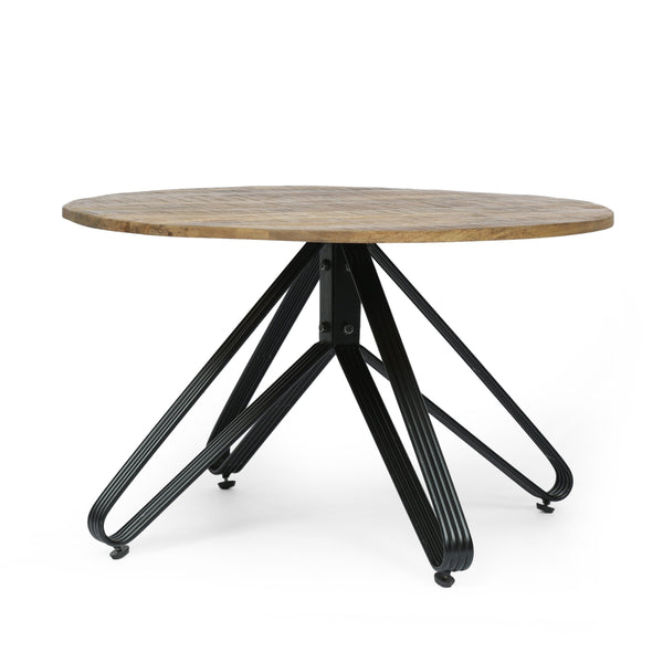 Modern Industrial Handcrafted Mango Wood Coffee Table, Natural and Black - NH537413