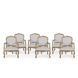 French Country Wood Upholstered Dining Armchair - NH581513