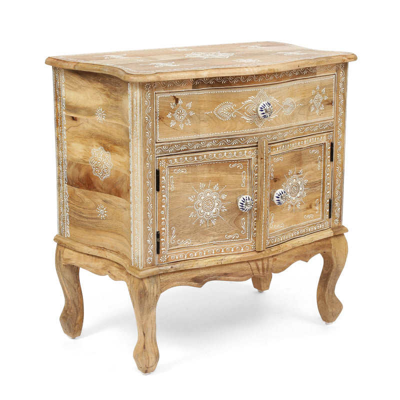 Handcrafted Boho Mango Wood Cabinet - NH460413