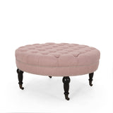 Contemporary Round Ottoman with Rolling Casters - NH558313