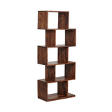 Handcrafted Boho 5 Shelf Acacia Wood Etagere Bookcase - NH695313