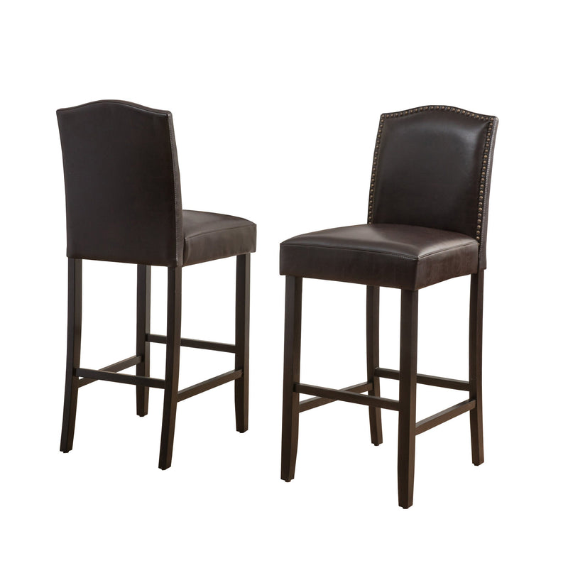 Brown Leather Barstools, Set of 2 - NH038203