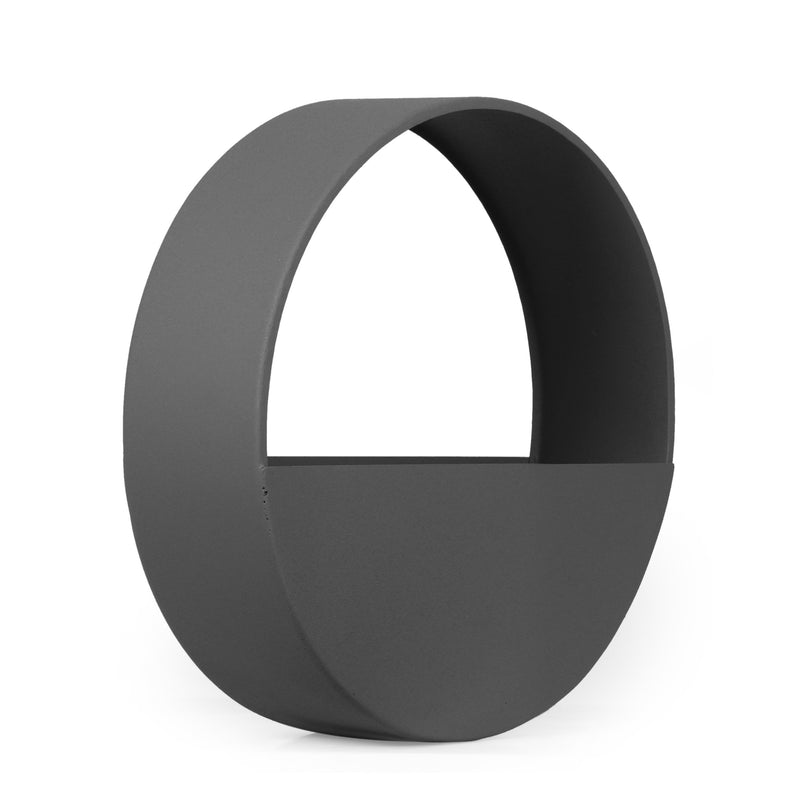 Modern Handcrafted Round Wall Planter, Gray - NH792413