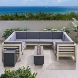 Outdoor U-Shaped Sectional Sofa Set with Fire Pit - NH701703