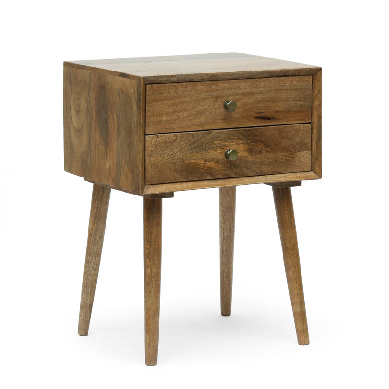 Mid-Century Modern Handcrafted Mango Wood Side Table, Natural - NH433413