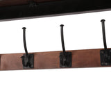 Modern Industrial Handcrafted Mango Wood Coat Rack with Bench, Cafe Brown and Black - NH923413
