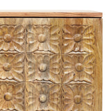 Handcrafted Boho Acacia Wood 2 Door Cabinet, Natural - NH755413