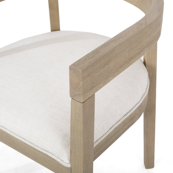 Vande Fabric Upholstered Wood Tub Dining Chairs, Set of 2 Noble House