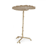 Boho Glam Handcrafted Aluminum Lily Pad Side Table, Antique Gold - NH536413