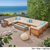 Outdoor 12 Piece U-Shaped Sectional Sofa Set with Fire Pit - NH811703