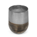Handcrafted Two-Toned Aluminum Drum Planter, Pewter - NH482413