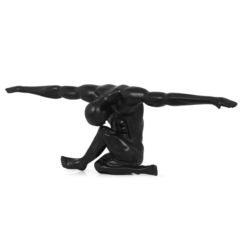 Handcrafted Aluminum Athlete Sculpture, Black - NH764413