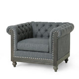Tufted Fabric Club Chair with Nailhead Trim - NH193413